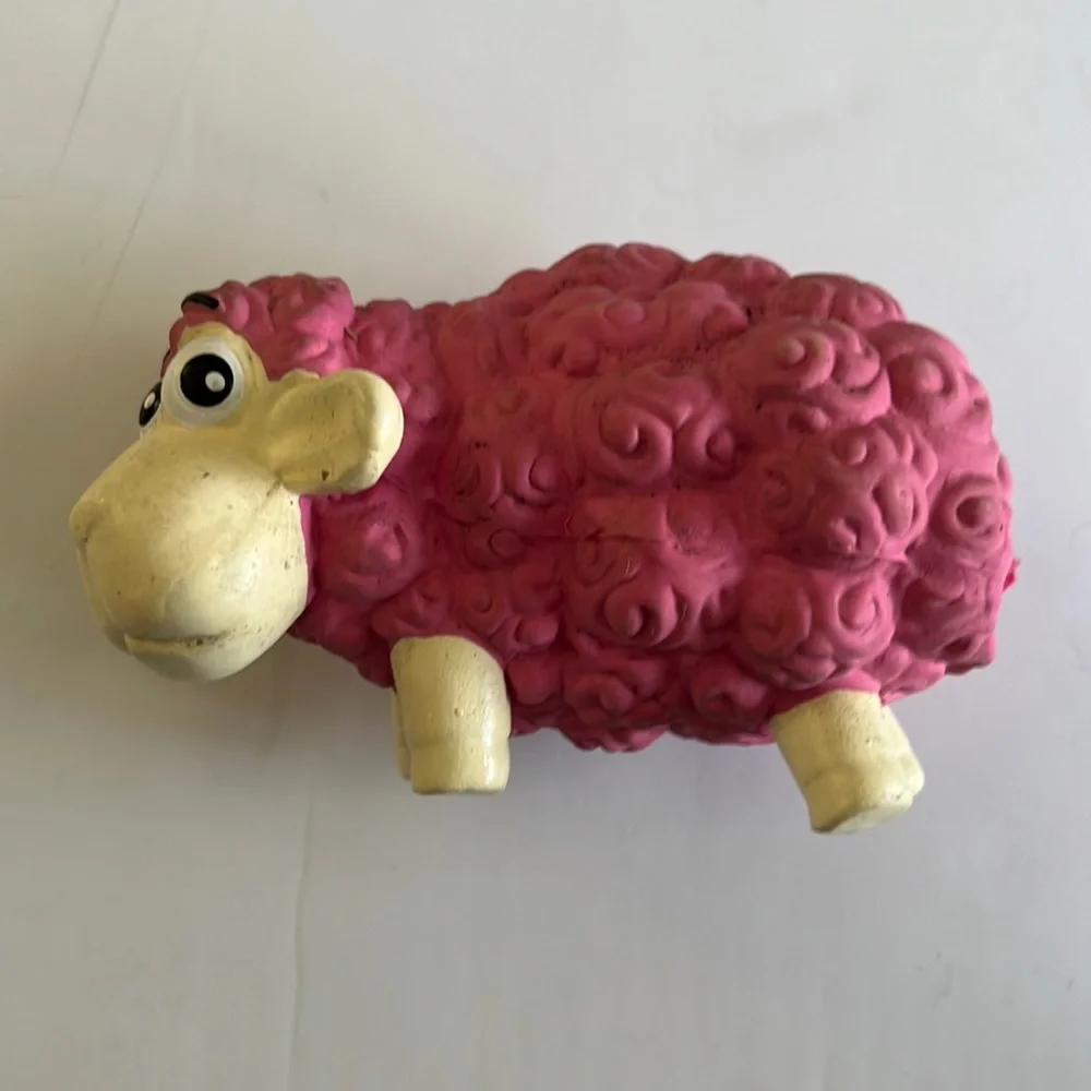 Pink Latex Squeaking Sheep Dog Toy